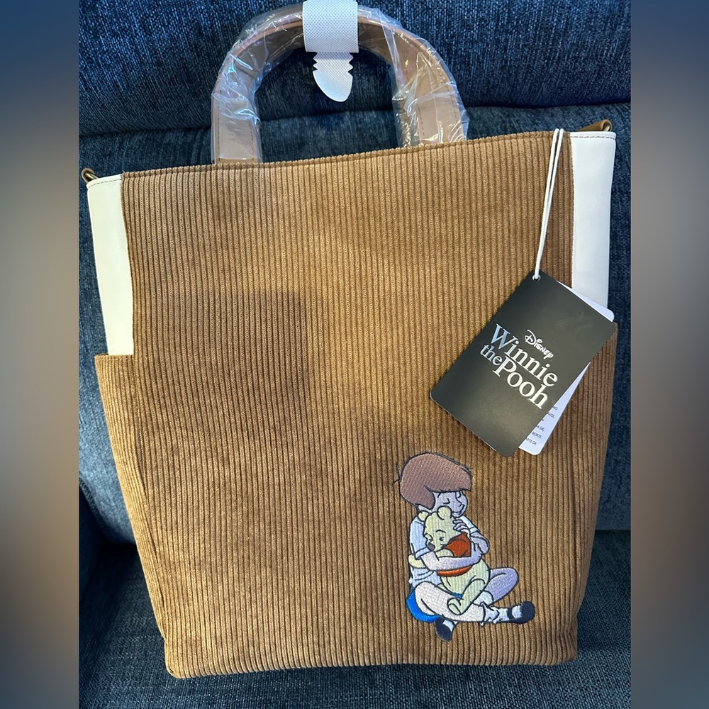 Loungefly Winnie the Pooh Corduroy Strolling Tote - Cream & Brown - Picture 2 of 6